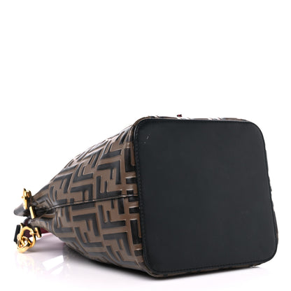 Fendi Vitello Grace F is Fendi Bi-Color FF 1974 Embossed Grande Mon Tresor Bucket Bag Maya Black Fragola 4 of 13