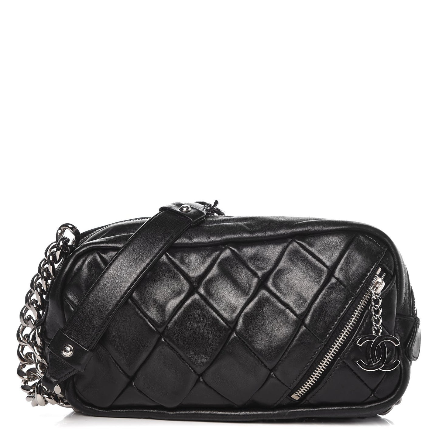 Lambskin Quilted Chain Pochette Black