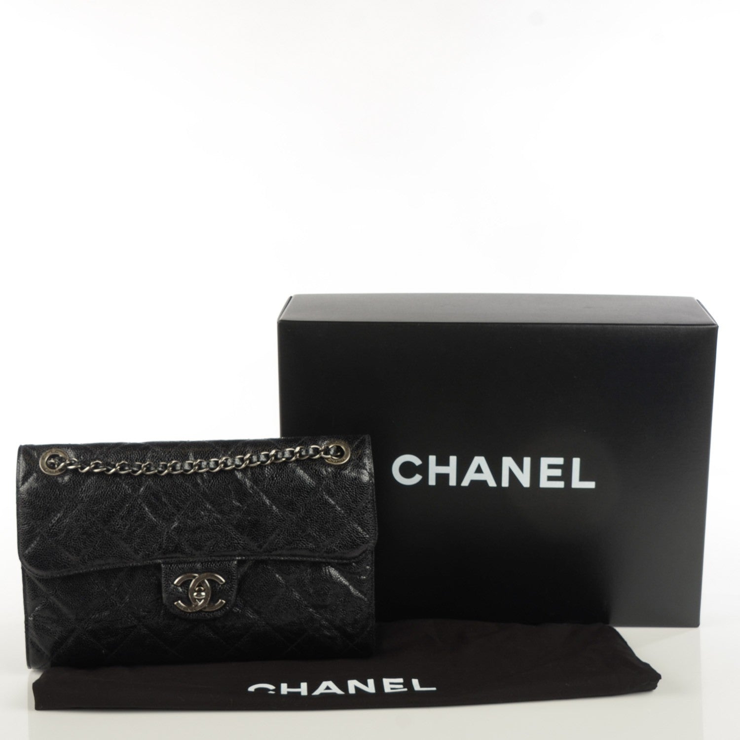 Chanel Crumpled Grained Calfskin Medium CC Crave Flap Black 5 of 9