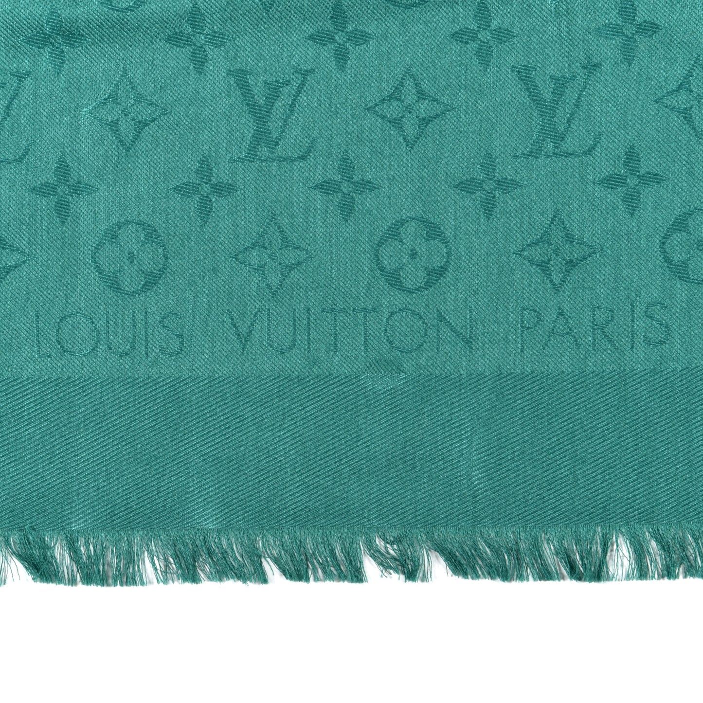 Wool Silk Monogram Shawl Green
