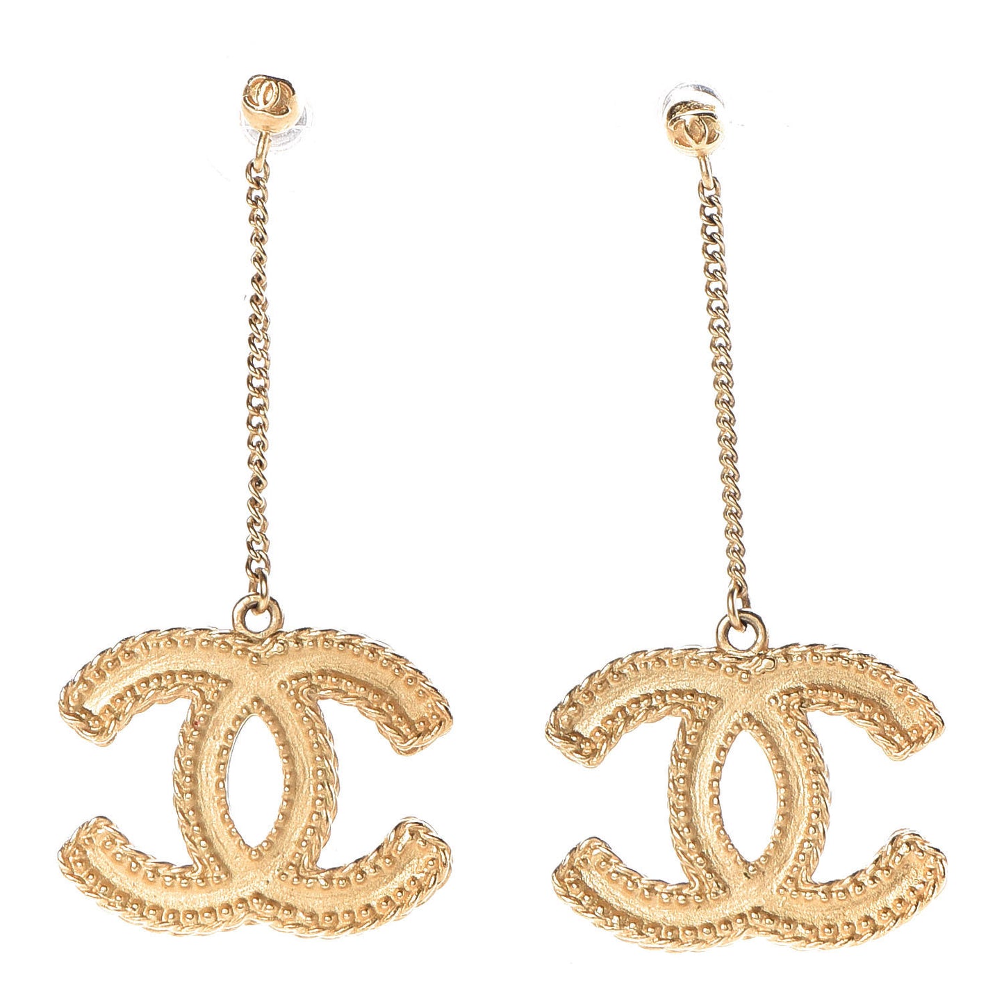 CC Drop Earrings Matte Gold