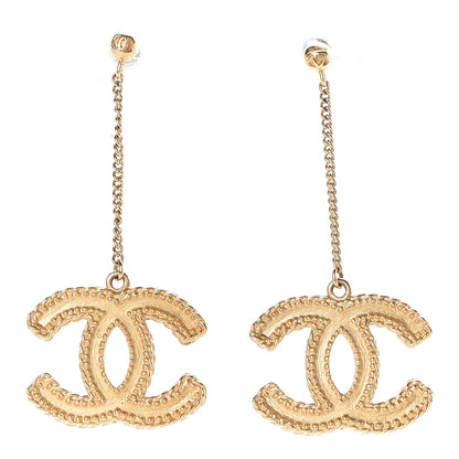 Chanel CC Drop Earrings Matte Gold 1 of 4