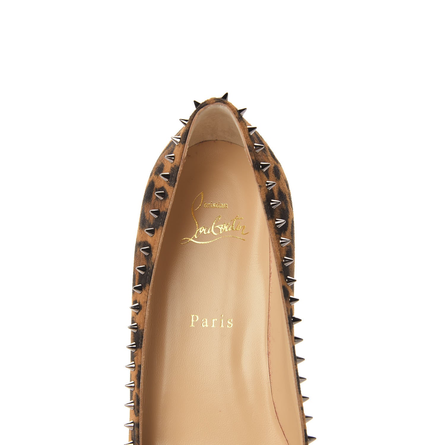 Christian Louboutin Veau Velours Anjalina Flats 40 Leo Gun Metal 6 of 8