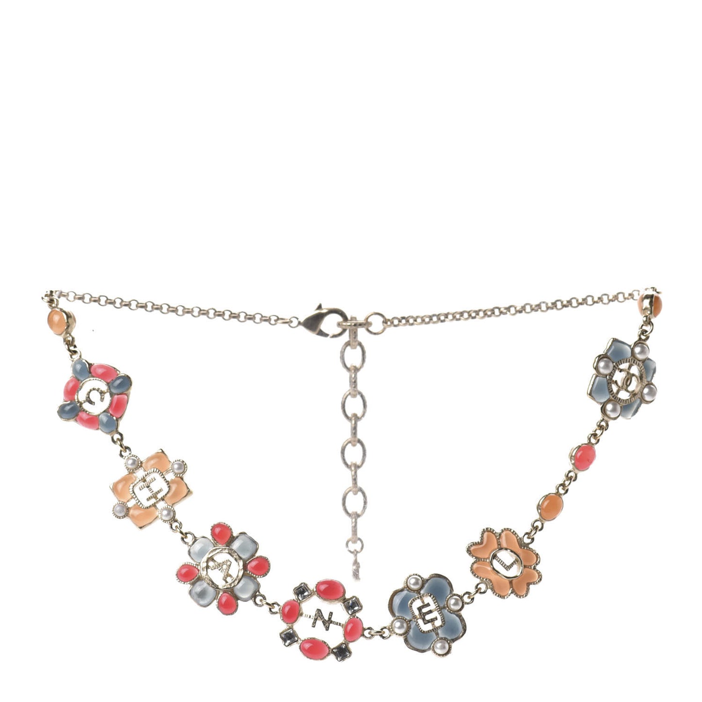 Resin Gripoix Poured Glass Pearl Necklace Multicolor