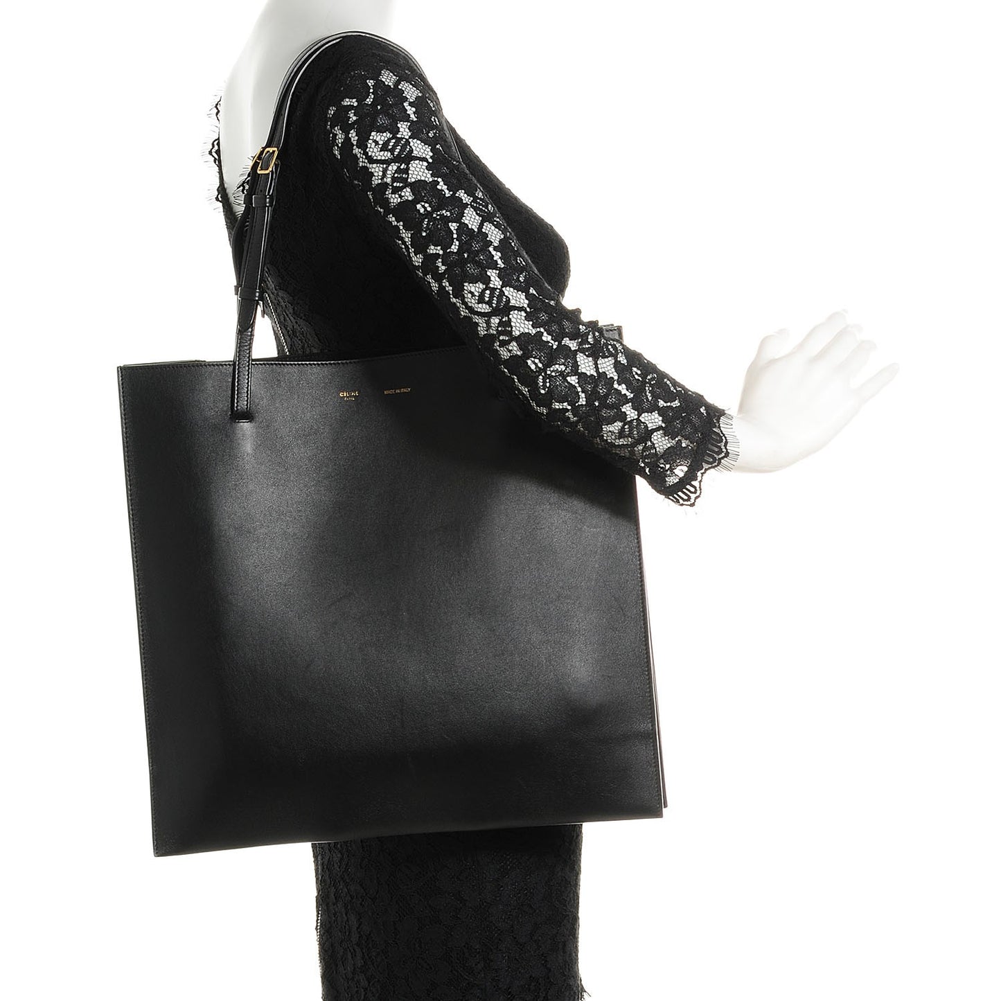 Smooth Calfskin Triple Shopper Tote Black
