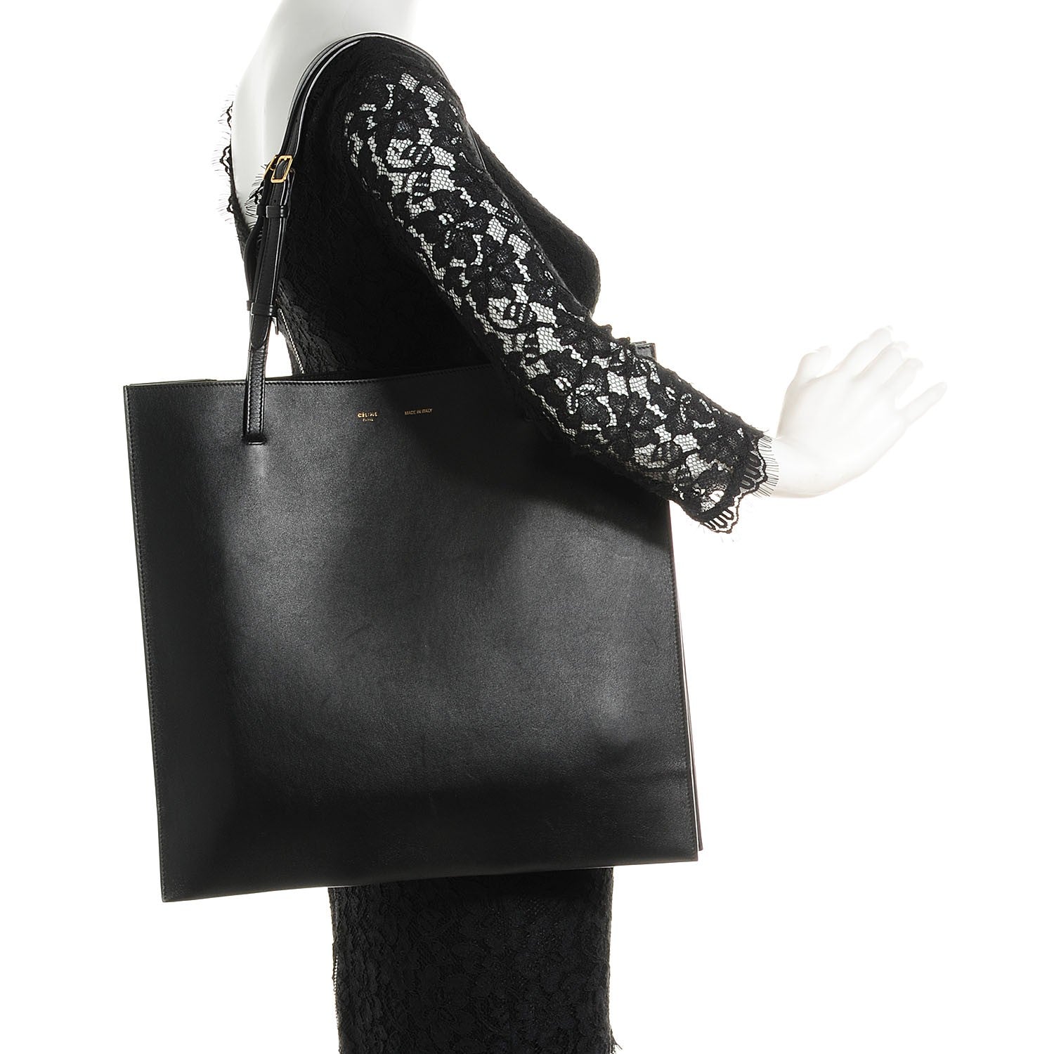 Celine Smooth Calfskin Triple Shopper Tote Black 2 of 8