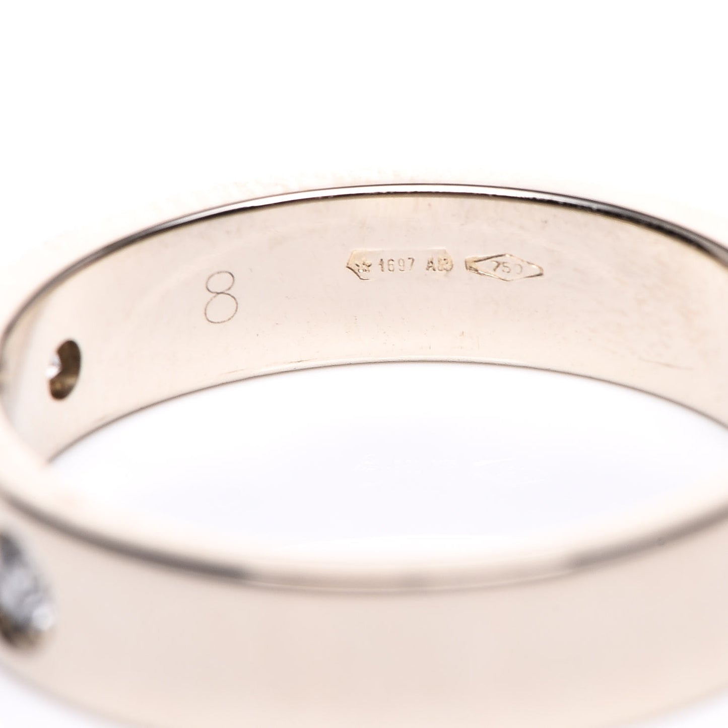 18K White Gold Diamond 4mm Signature Band Ring 48 4.5