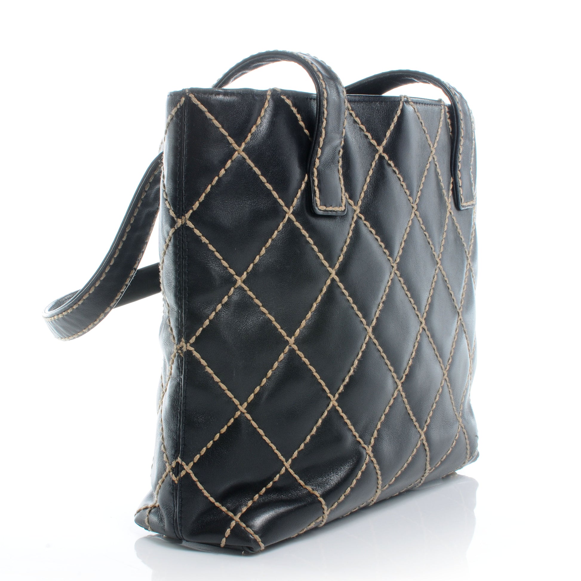 Chanel Calfskin Contrast Stitch Surpique Tote Black 3 of 8