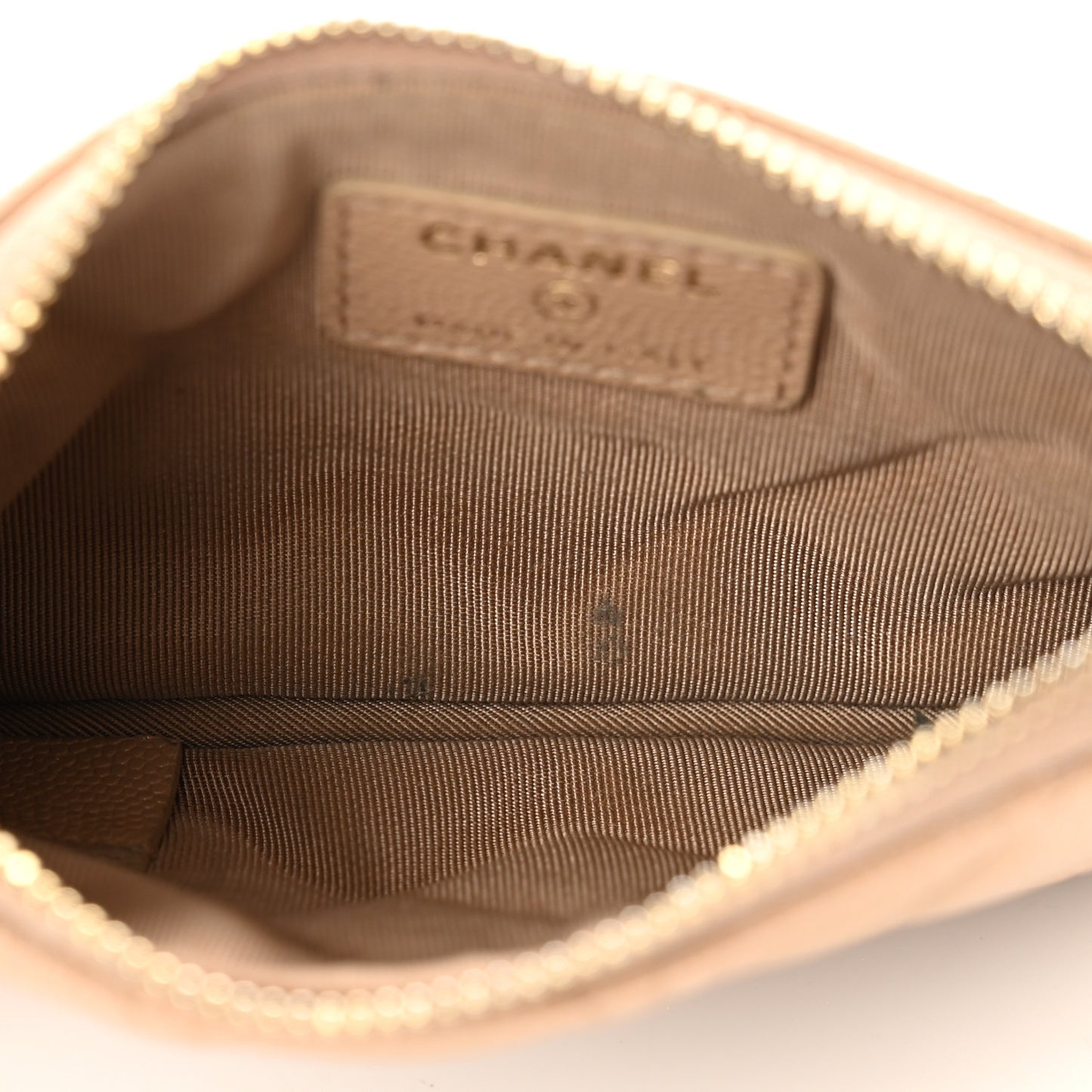 Caviar Quilted Small Cosmetic Case Beige