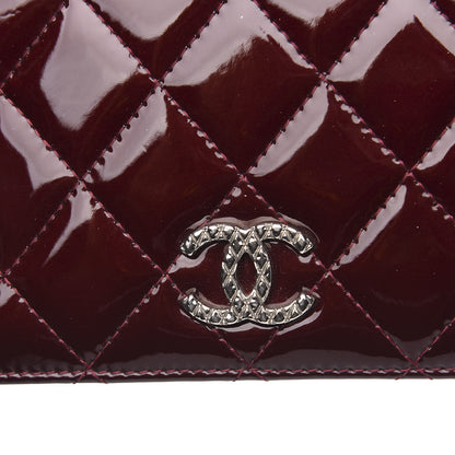 Chanel Patent Quilted Brilliant Yen Wallet Burgundy 9 of 10