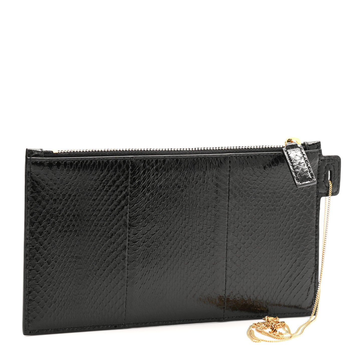Snakeskin Pouch With Chain Black