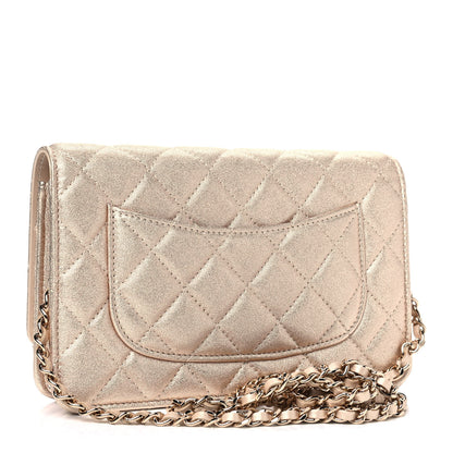 Chanel Metallic Lambskin Quilted Wallet On Chain WOC Gold 2 of 5