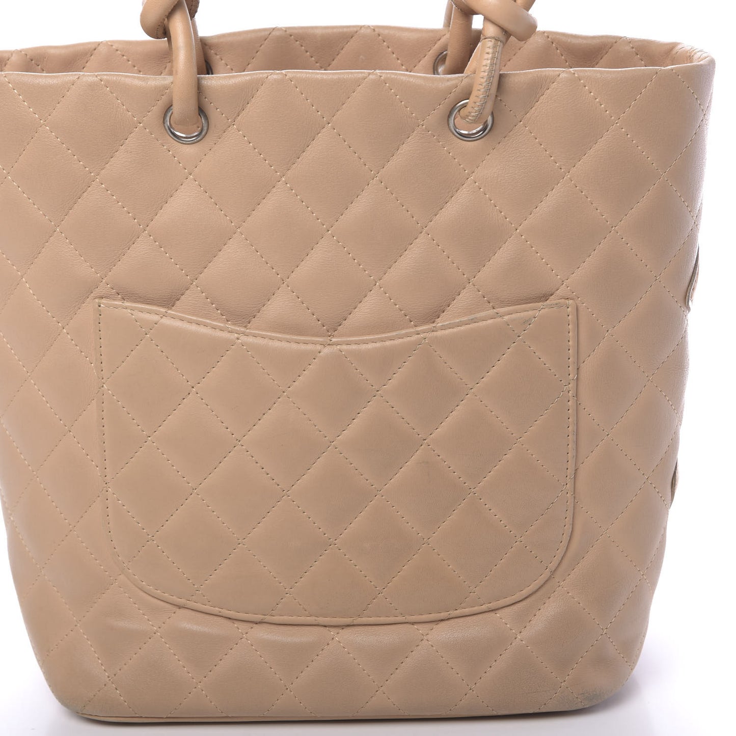 Calfskin Quilted Medium Cambon Tote Beige