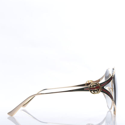 Gucci Metal Oversized Round Frame GG0225S Sunglasses Gold 3 of 8