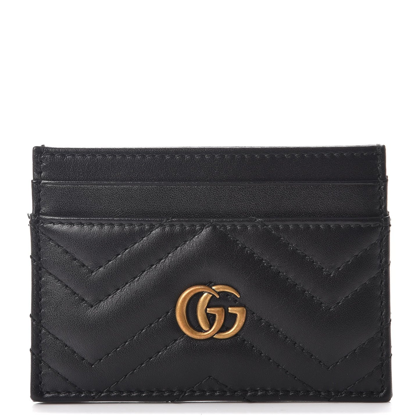 Calfskin Matelasse GG Marmont Card Holder Black