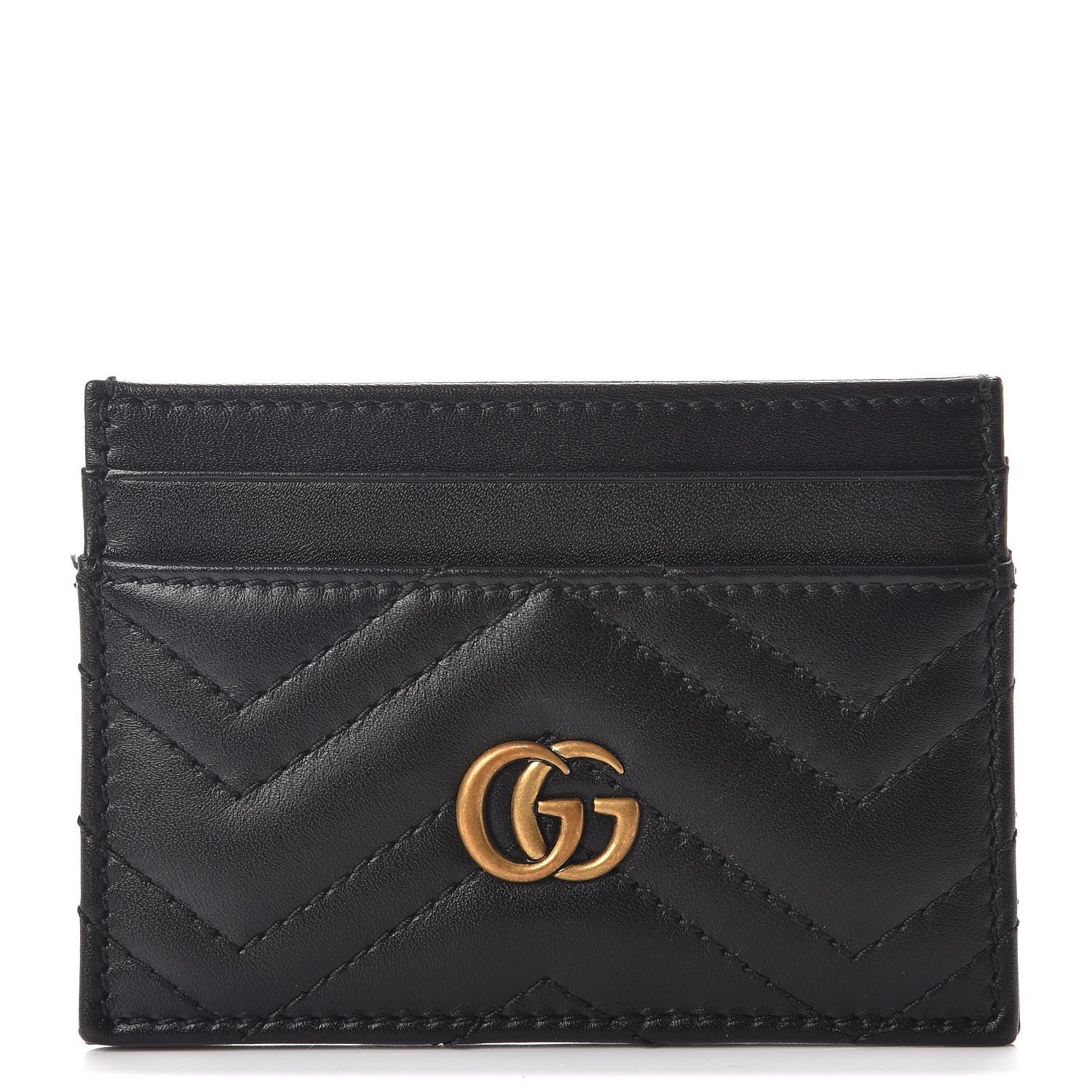 Gucci Calfskin Matelasse GG Marmont Card Holder Black 1 of 7