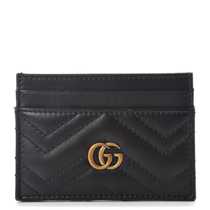 Gucci Calfskin Matelasse GG Marmont Card Holder Black 1 of 7
