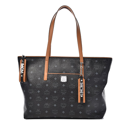 MCM Visetos Medium Anya Shopper Tote Black 1 of 9