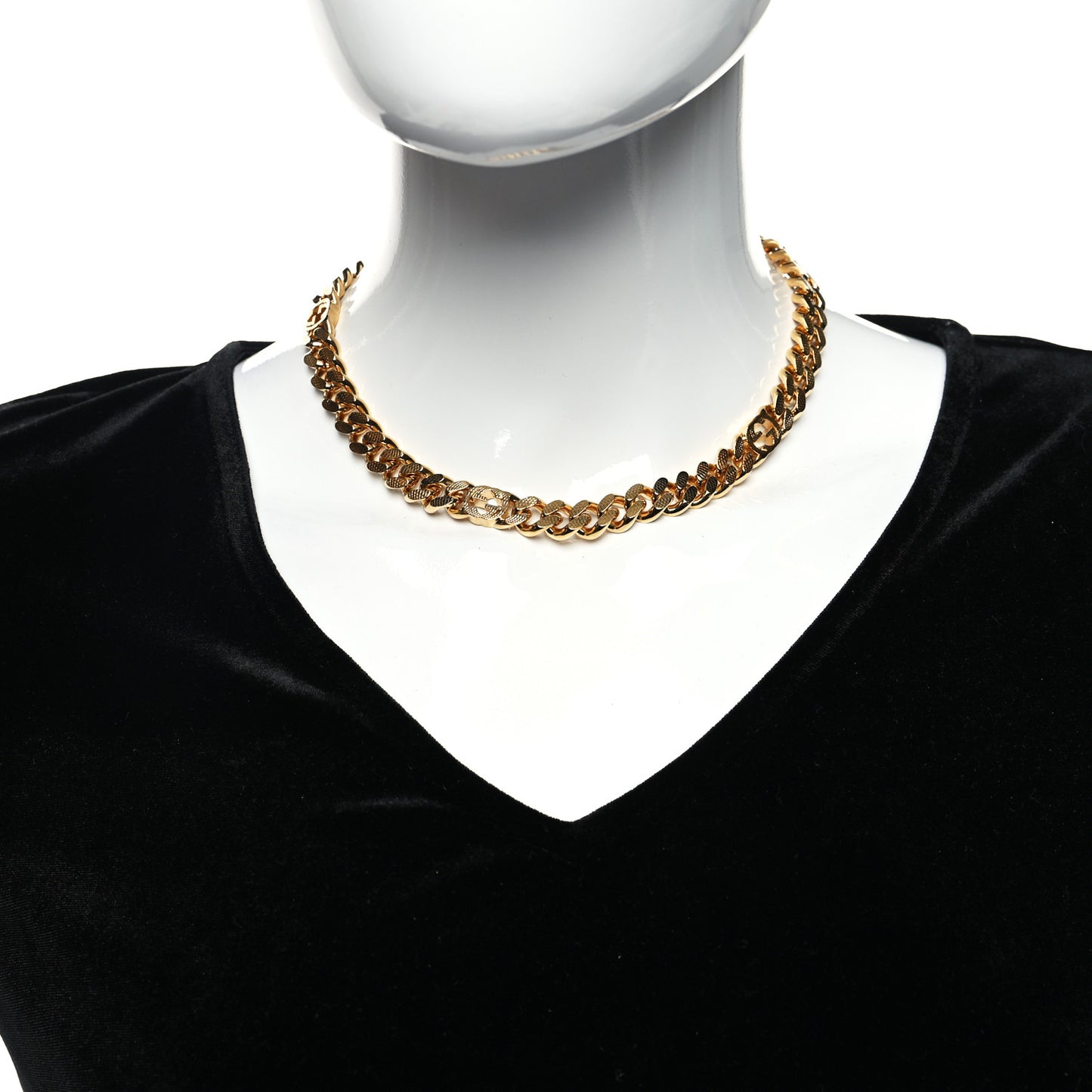 Metal Interlocking GG Chain Necklace Gold