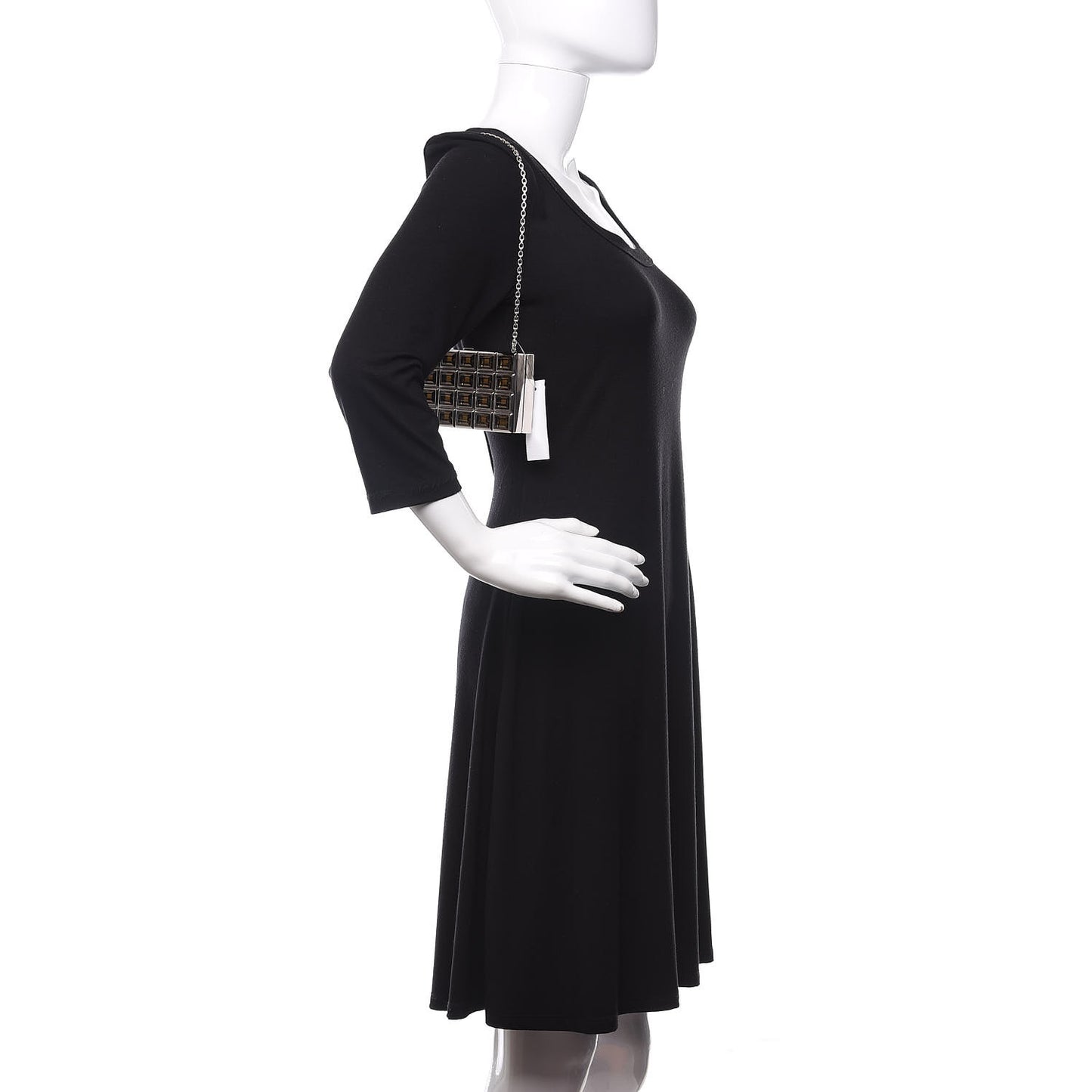 Crystal Minaudiere Clutch Brown Silver