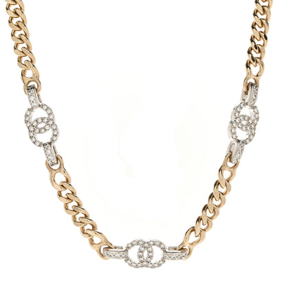Chanel Crystal CC Chain Links Choker Necklace Gold 1 of 4
