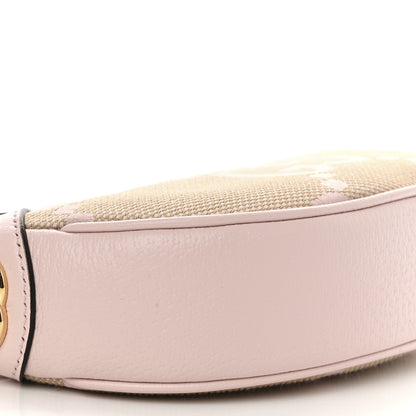 Gucci Monogram Jumbo GG Textured Dollar Calfskin Mini Ophidia Half Moon Hobo Beige Perfect Pink 9 of 10