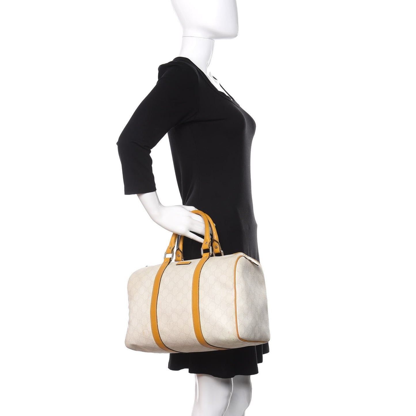 GG Plus Monogram Medium Joy Boston White Yellow