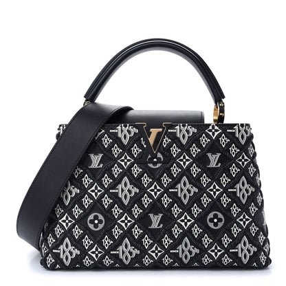 Louis Vuitton Calfskin Since 1854 Embroidered Capucines PM Black 1 of 8
