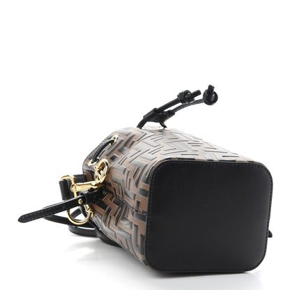 Fendi Vitello Liberty F is Fendi Bi-Color FF 1974 Embossed Mini Mon Tresor Bucket Bag Maya Black 4 of 9