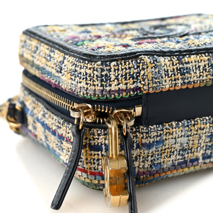 Chanel Tweed Snakeskin Quilted Small CC Filigree Vanity Case Navy Multicolor 8 of 9
