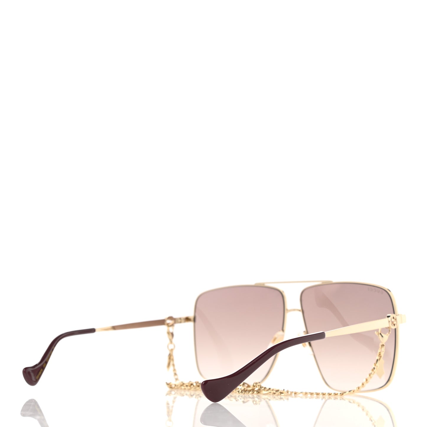 Metal Navigator Square Chain Sunglasses GG1089S Gold Pink