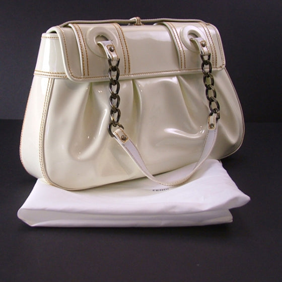 Fendi Toile Patent B BAG White 3 of 12