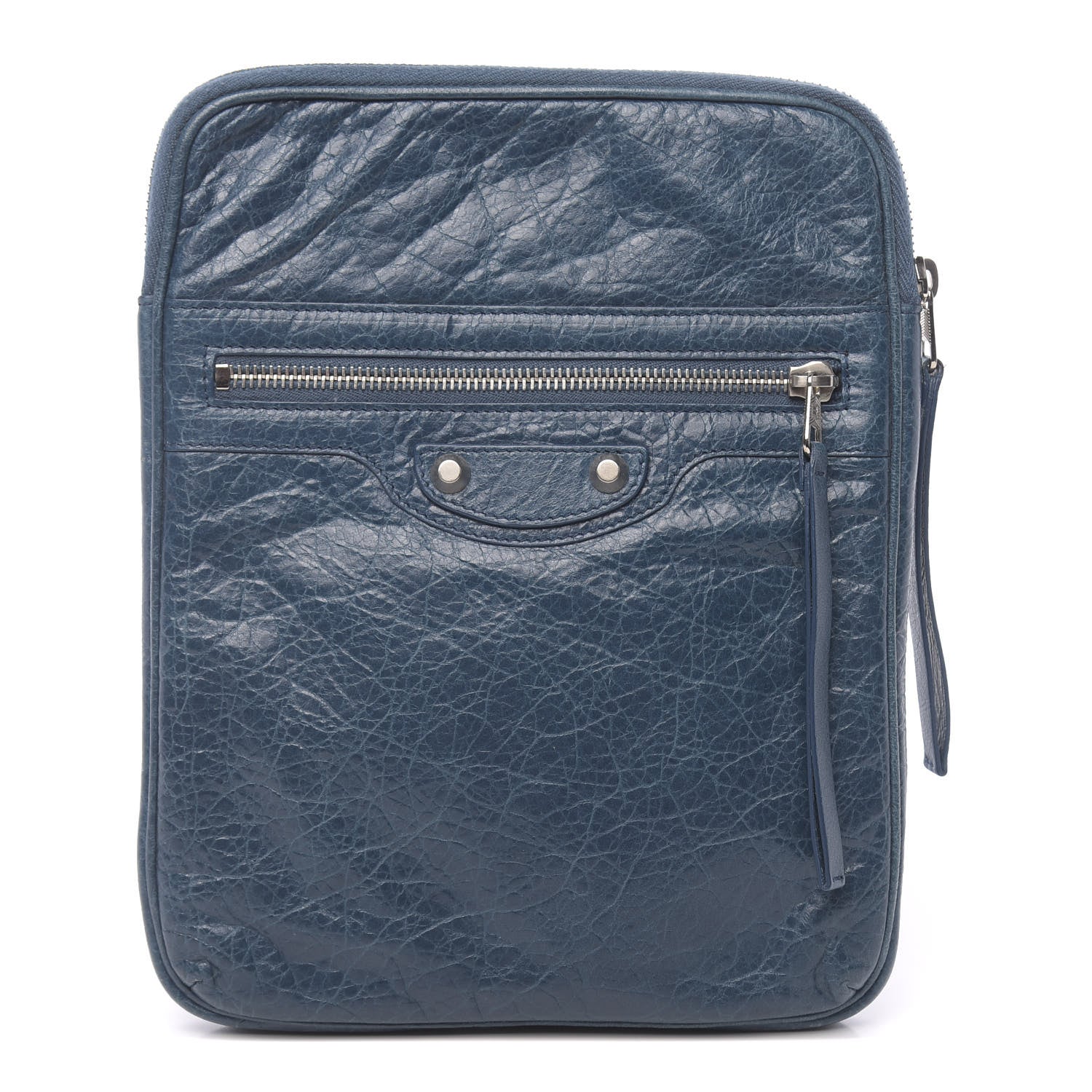Balenciaga Agneau Arena Classic Silver Hardware Porte iPad Case Bleu Mineral 1 of 11