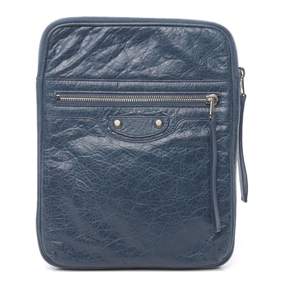 Balenciaga Agneau Arena Classic Silver Hardware Porte iPad Case Bleu Mineral 1 of 11
