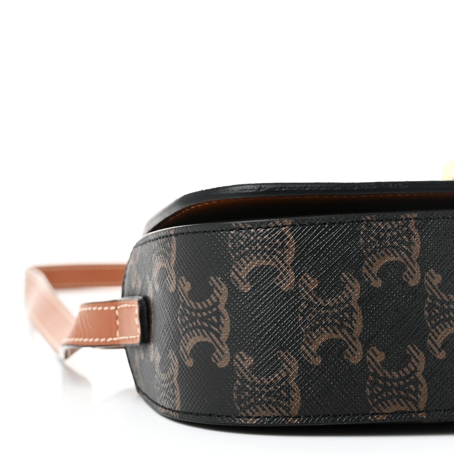 Triomphe Canvas Calfskin Tabou Clutch on Strap Tan