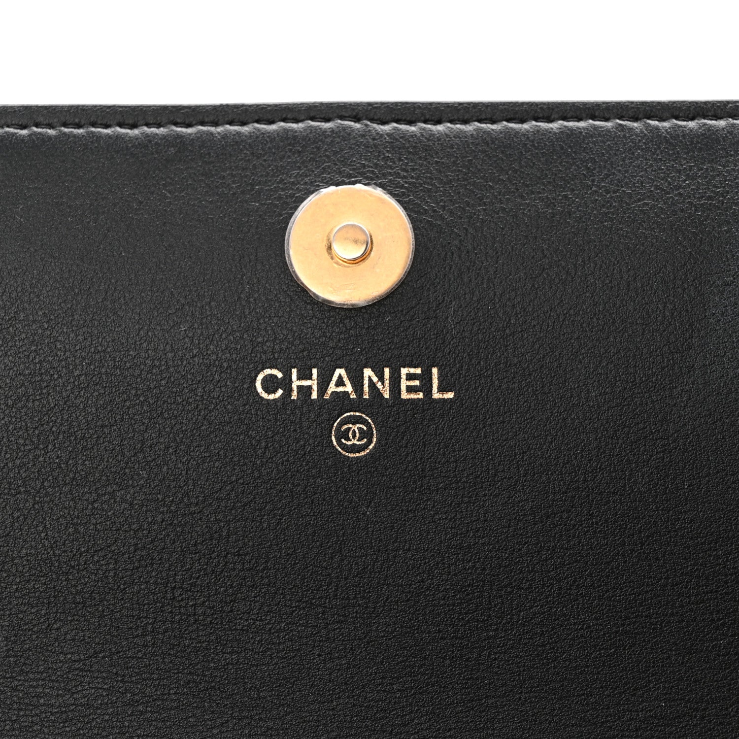 Chanel Calfskin Quilted Front Logo Enchained Clutch Black 6 of 8