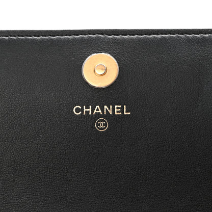Chanel Calfskin Quilted Front Logo Enchained Clutch Black 6 of 8