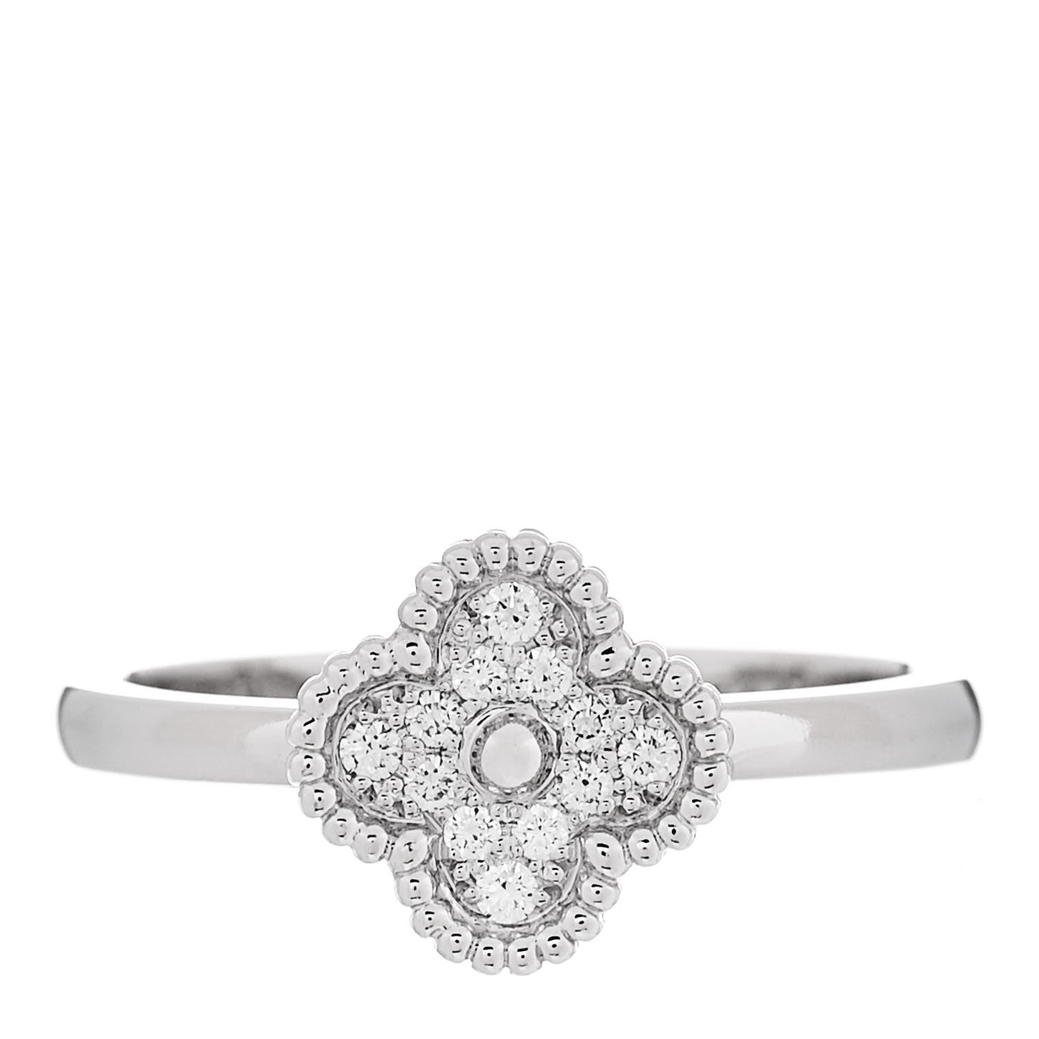 Van Cleef & Arpels 18K White Gold Diamond Sweet Alhambra Ring 53 6.5 1 of 6