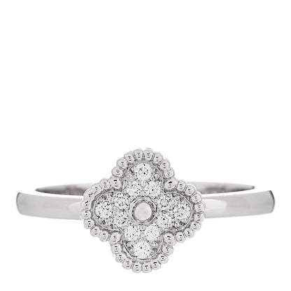 Van Cleef & Arpels 18K White Gold Diamond Sweet Alhambra Ring 53 6.5 1 of 6