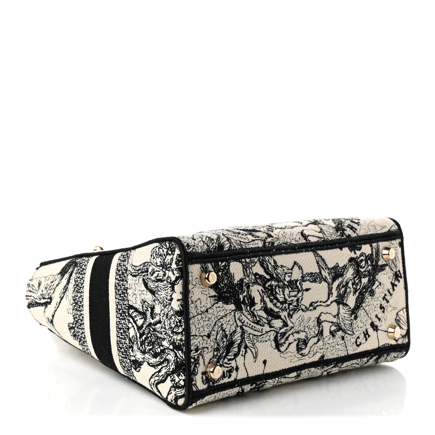 Canvas Embroidered Zodiac Toile De Jouy Medium Lady D-Lite Latte