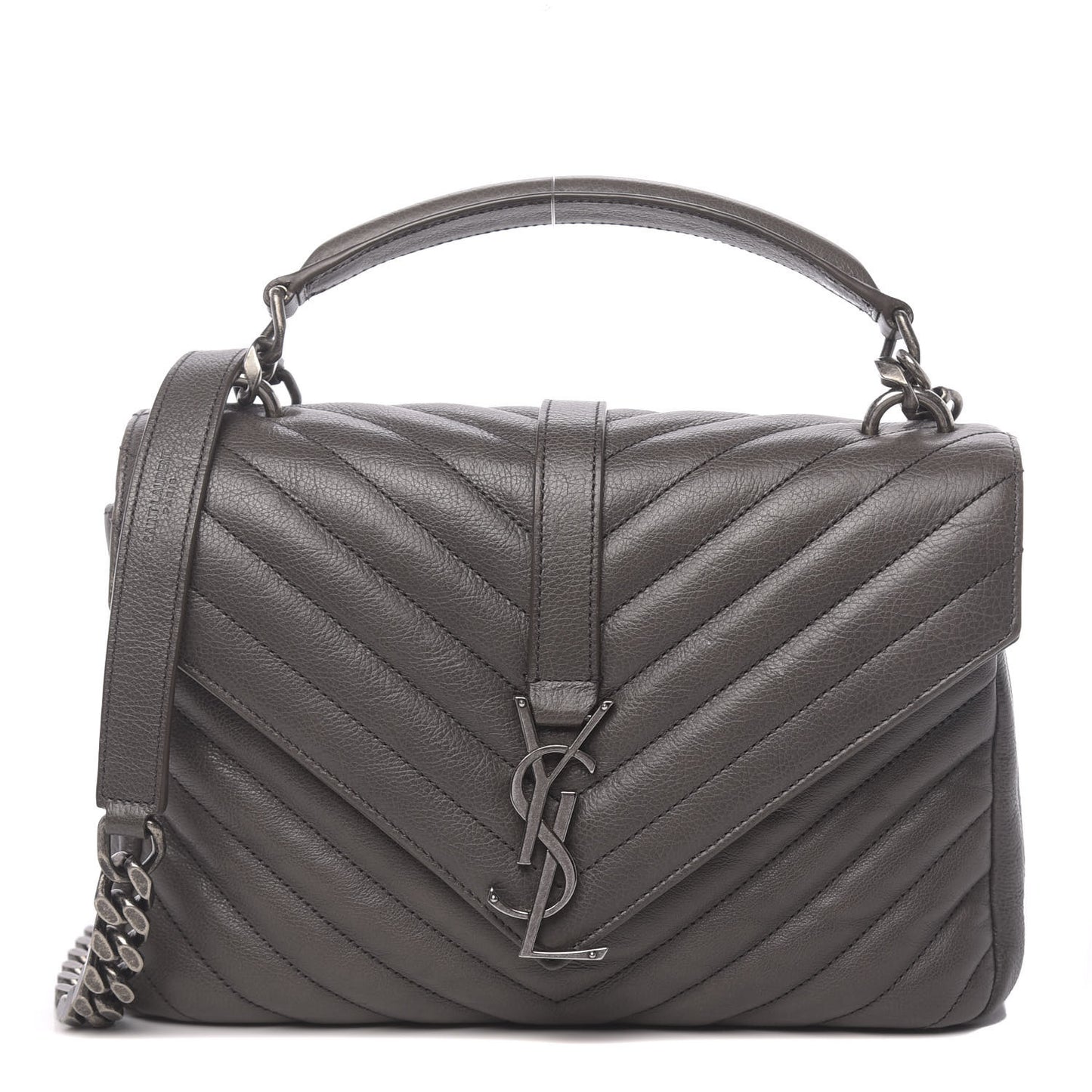 Matelasse Chevron Monogram Medium College Bag Gray