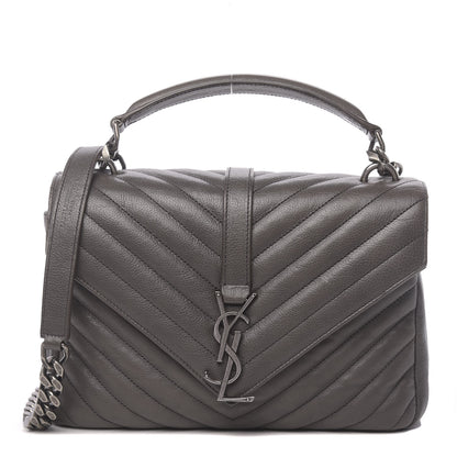 Saint Laurent Matelasse Chevron Monogram Medium College Bag Gray 1 of 23