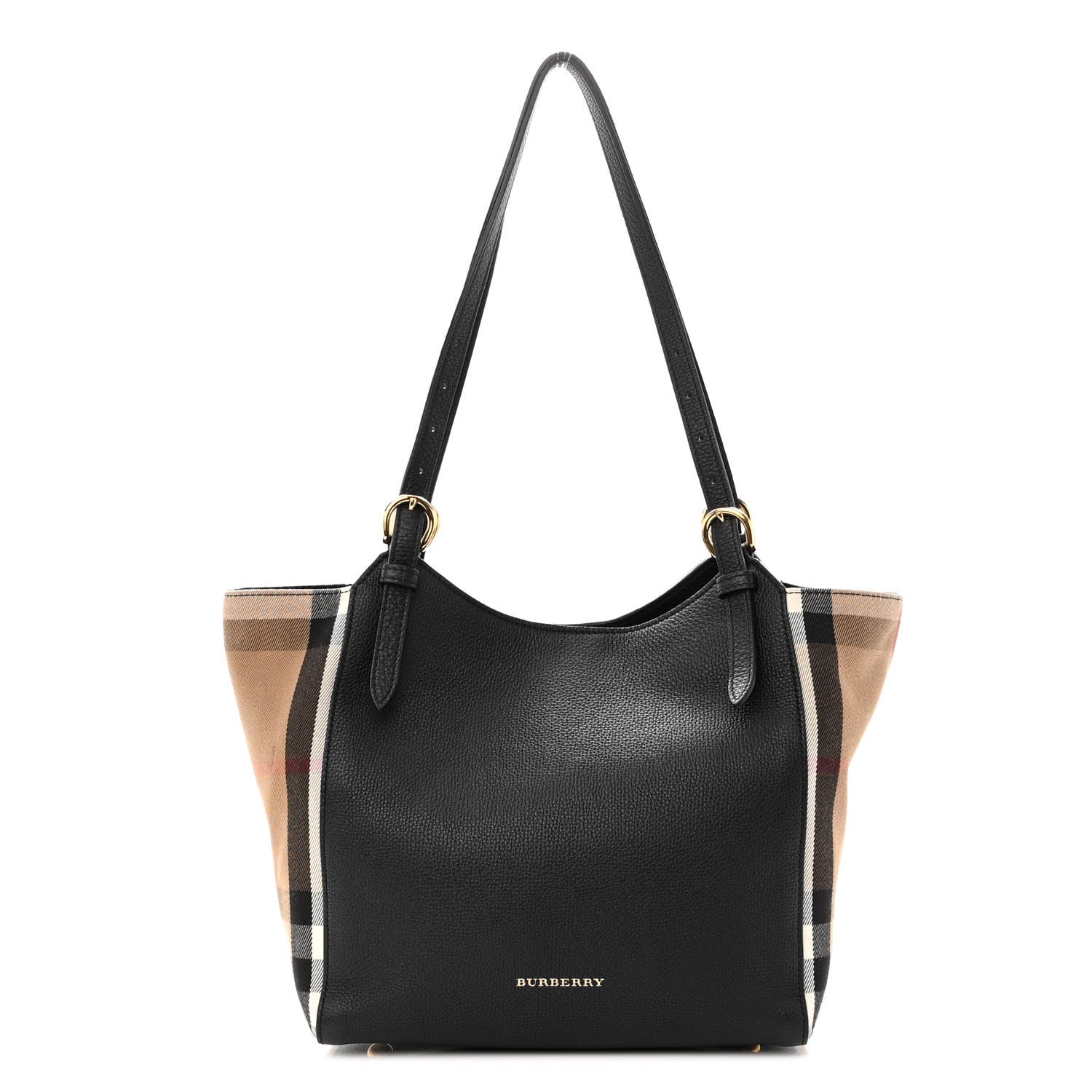 Burberry Grainy Calfskin House Check Small Canterbury Black 1 of 11