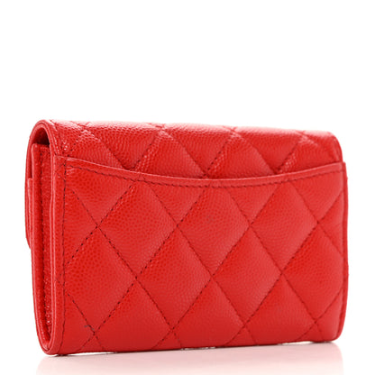 Chanel Caviar Quilted Flap Card Holder Wallet Red 3 of 9