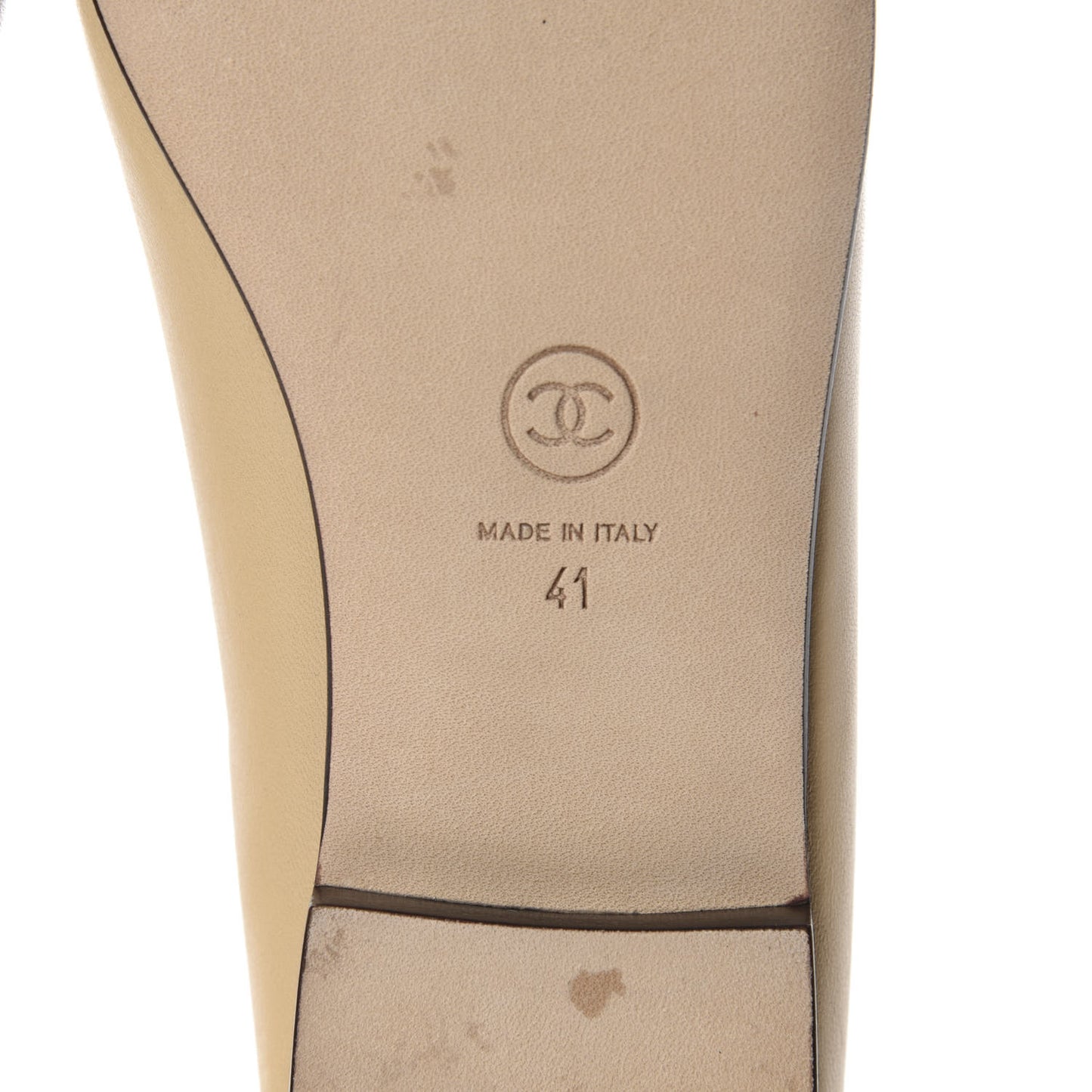 Lambskin Cap Toe CC Ballerina Flats 41 Beige Black