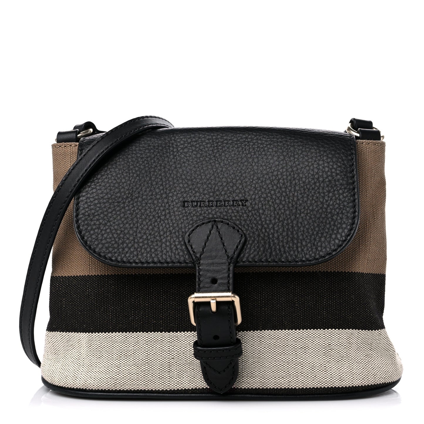 Mega Check Grainy Calfskin Small Gowan Messenger Bag Black
