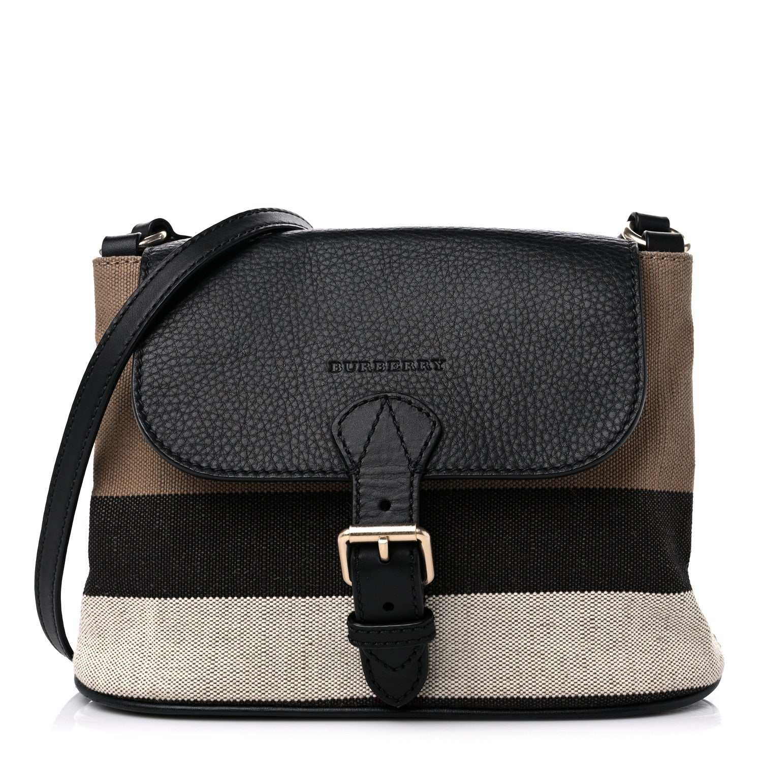 Burberry Mega Check Grainy Calfskin Small Gowan Messenger Bag Black 1 of 11