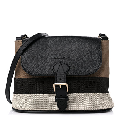 Burberry Mega Check Grainy Calfskin Small Gowan Messenger Bag Black 1 of 11