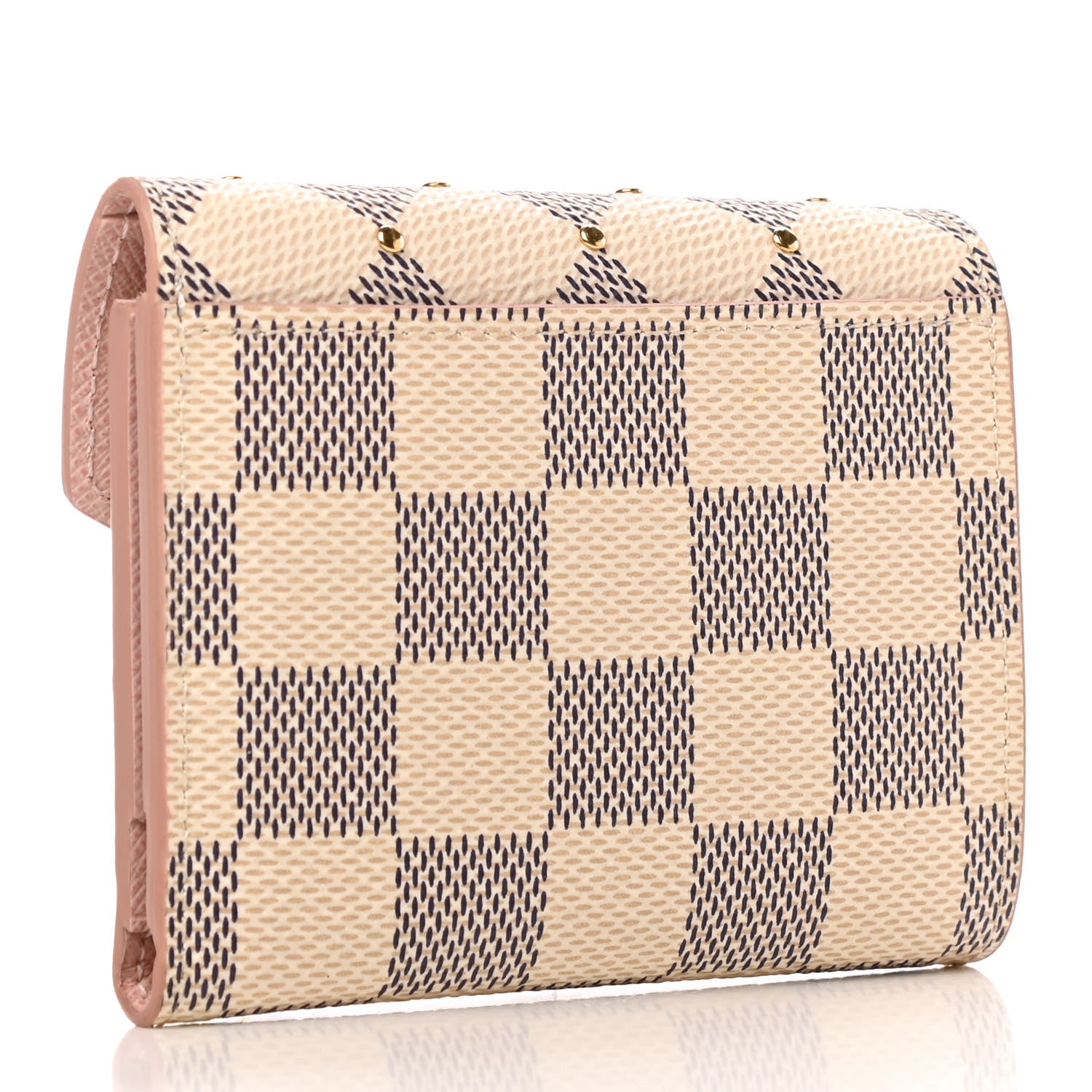 Louis Vuitton Damier Azur Studded Zoe Wallet Rose Ballerine 3 of 6