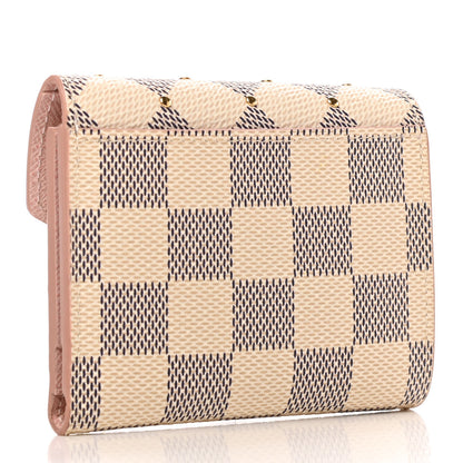 Louis Vuitton Damier Azur Studded Zoe Wallet Rose Ballerine 3 of 6